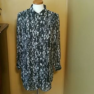 Olivaceous Animal Print Button Down Blouse NWOT